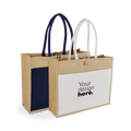 Jute Bag With Canvas Pocket.