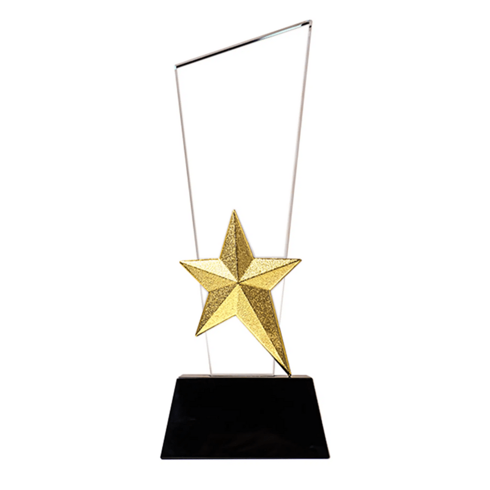 Crystal Trophy with Metal Star