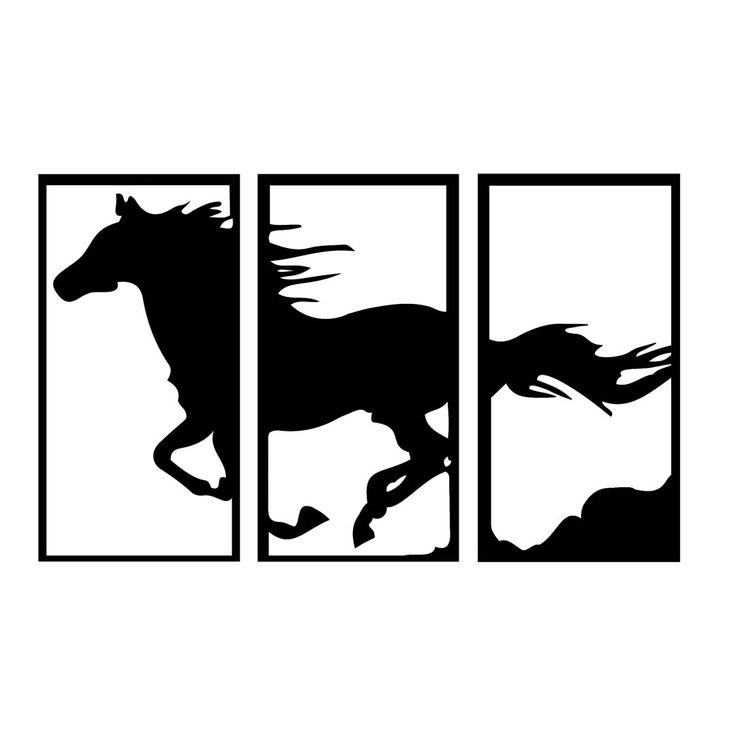 Midnight Gallop – Modern 3-Panel Running Horse Wall Art