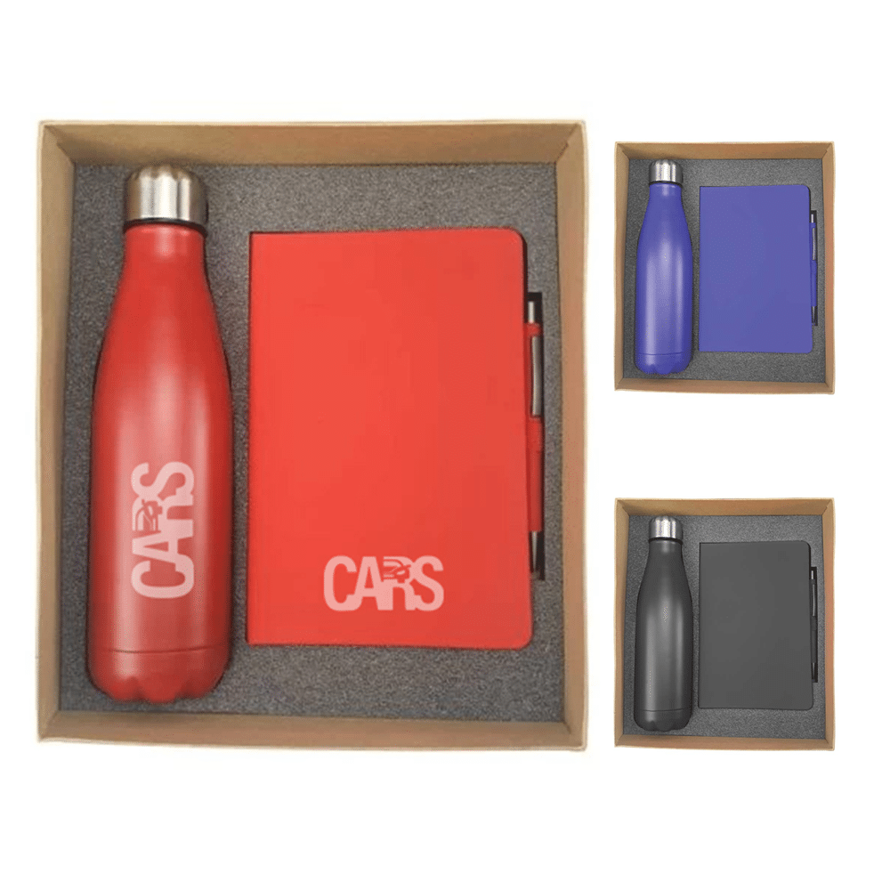 Promotional Notebook & Bottle Gift Set.