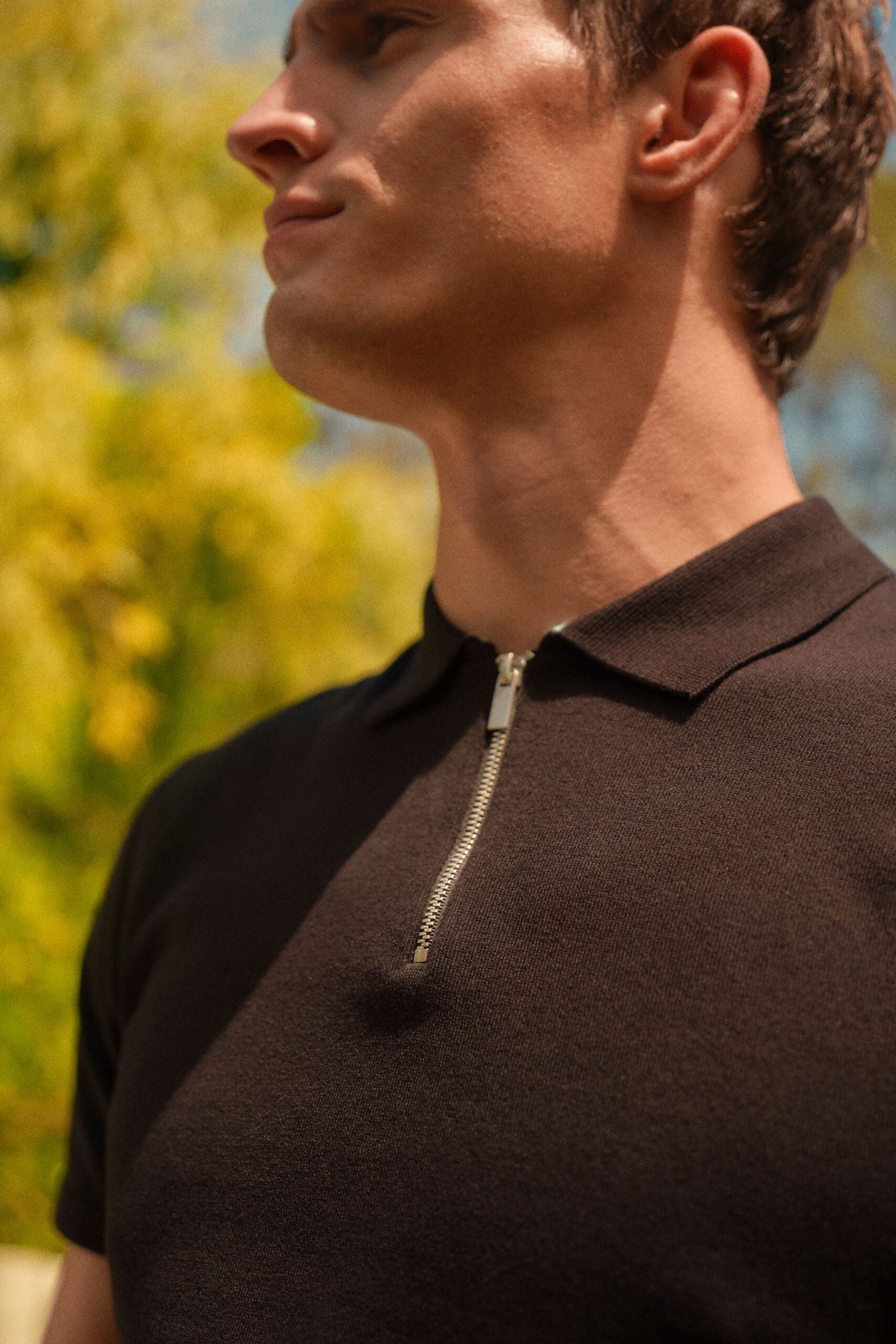 Zipper Polo Shirt.