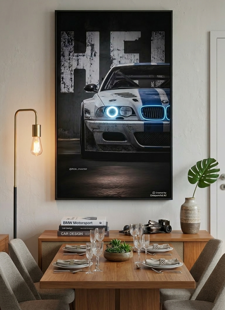 Iconic BMW M3 Performance neon Wall Art