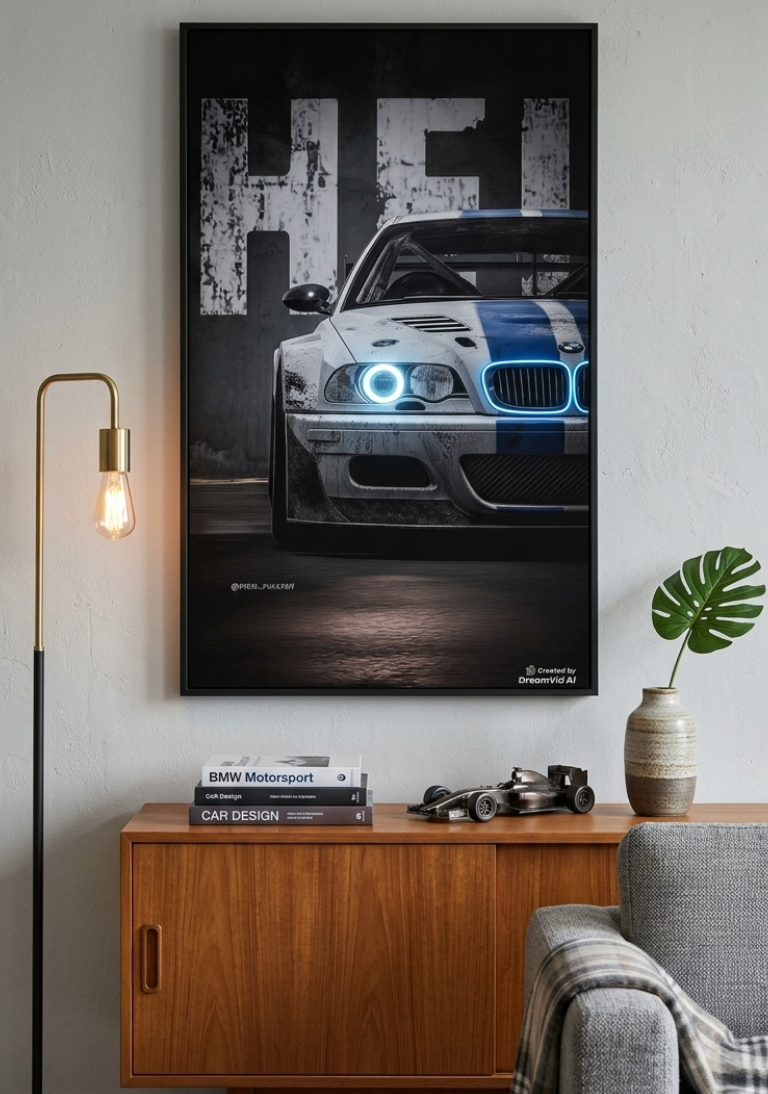 Iconic BMW M3 Performance neon Wall Art