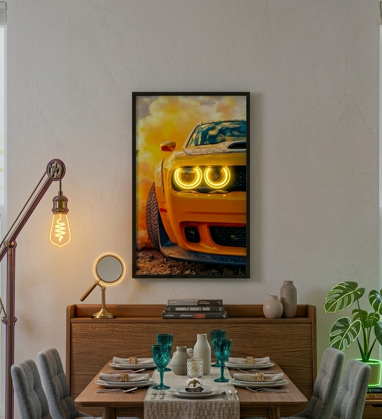 Bold Dodge Challenger Neon Wall Art