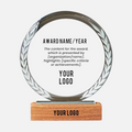 Premium Crystal Laurel Circle Trophy – Wooden Base.