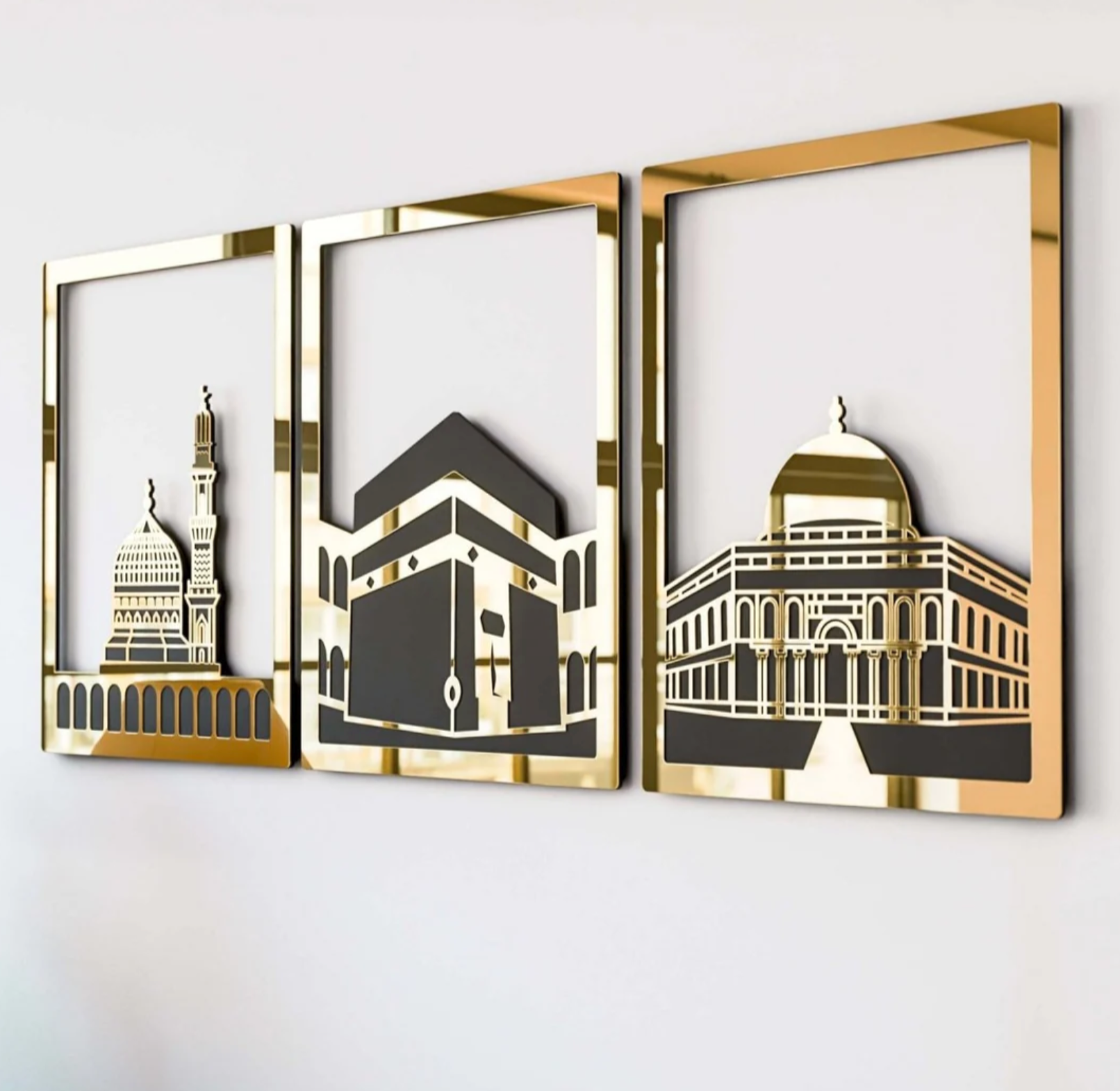 Masjid Al-Haram (Kaaba), Masjid An-Nabawi, Masjid Al Aqsa | Islamic Wall Decoration Set