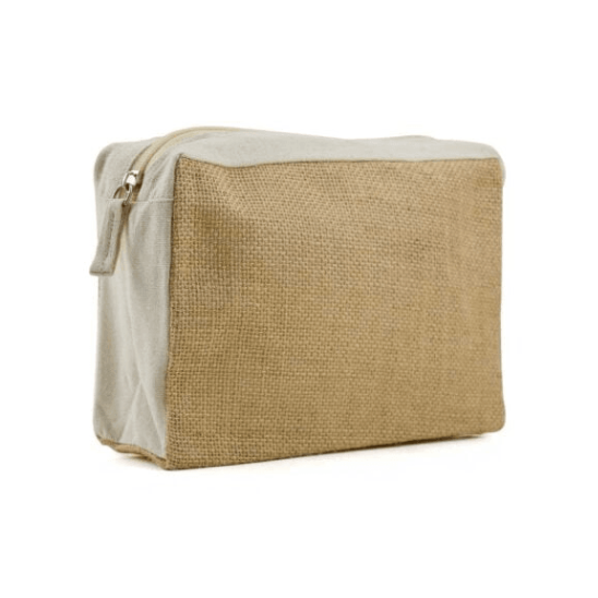 Jute and Cotton Zipper Pouch.
