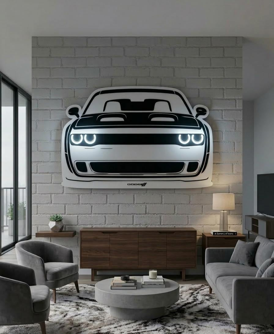 Dodge- Challenger Car Acrylic Cutout Neon Wall Art