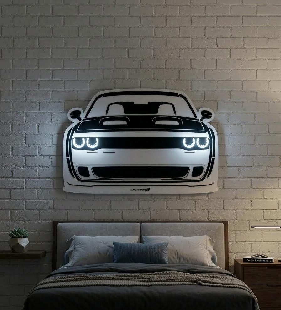 Dodge- Challenger Car Acrylic Cutout Neon Wall Art