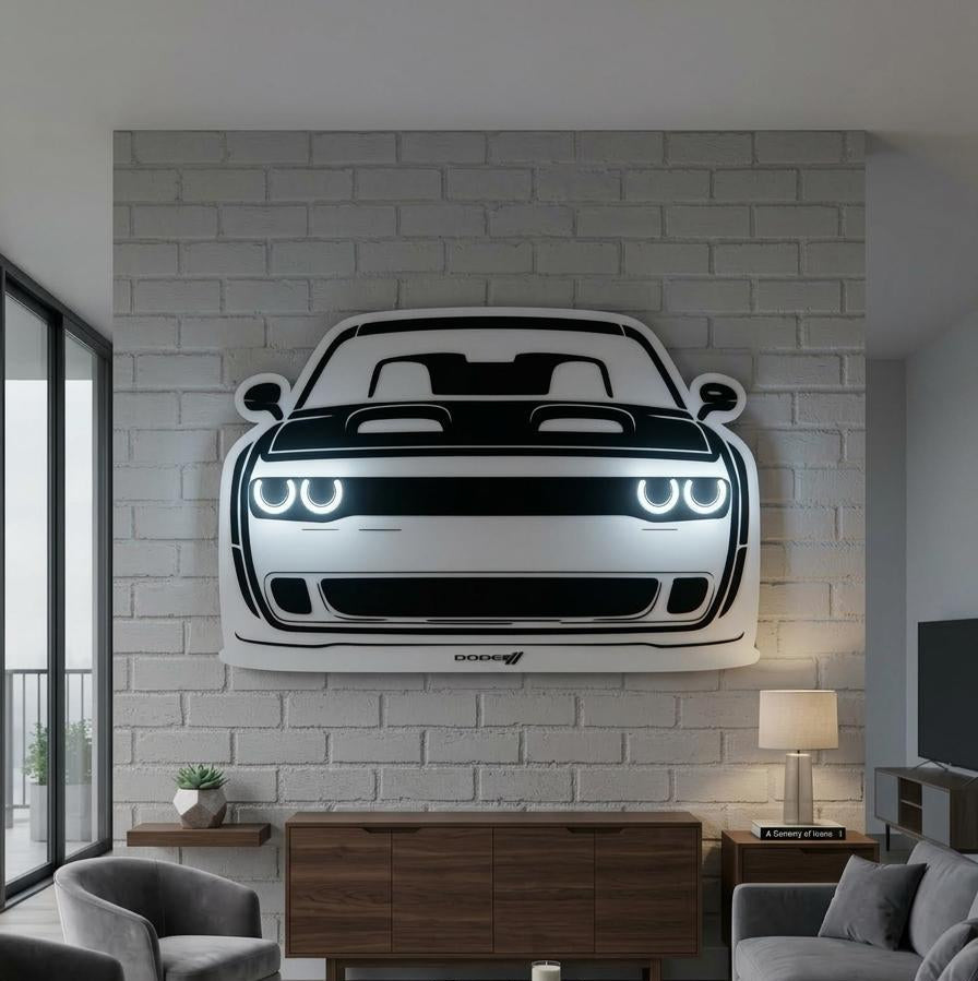 Dodge- Challenger Car Acrylic Cutout Neon Wall Art
