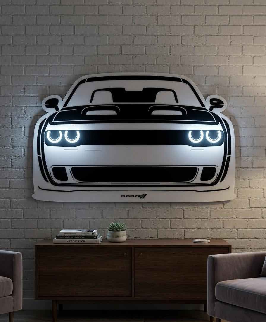 Dodge- Challenger Car Acrylic Cutout Neon Wall Art