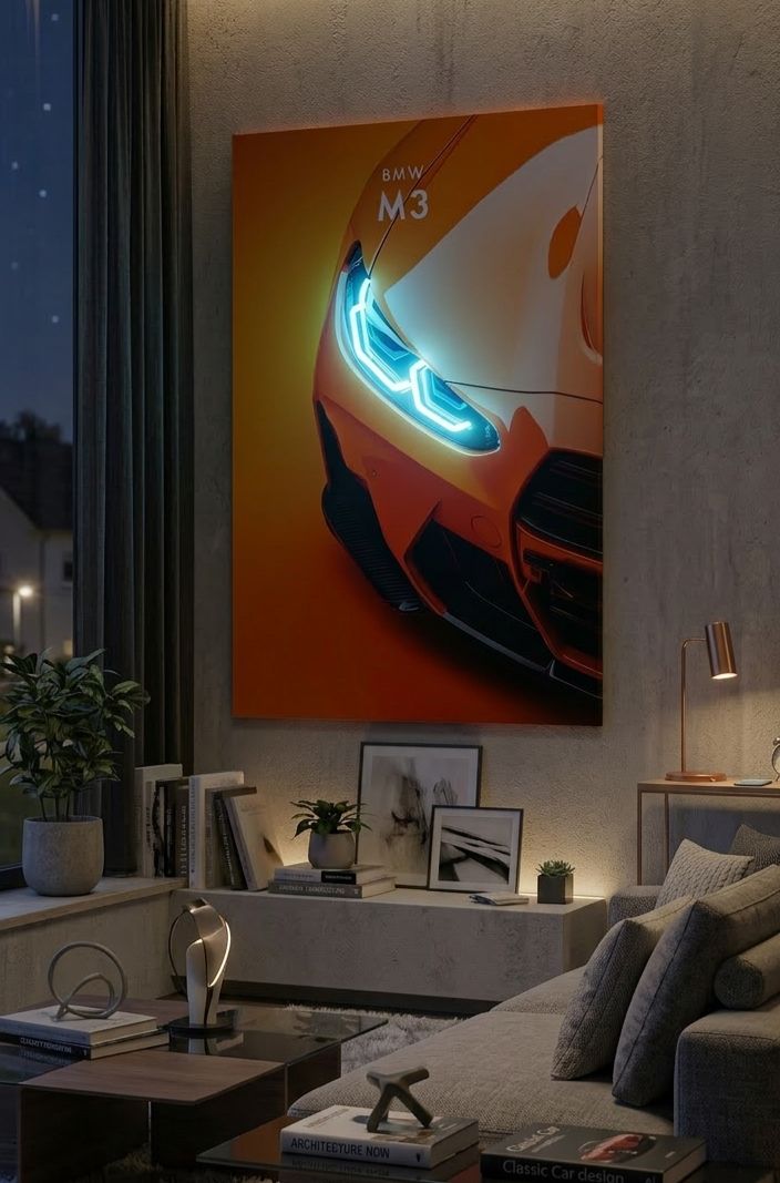 BMW M3 Premium Neon Glow Wall Art