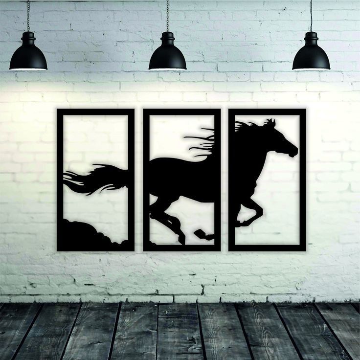 Midnight Gallop – Modern 3-Panel Running Horse Wall Art