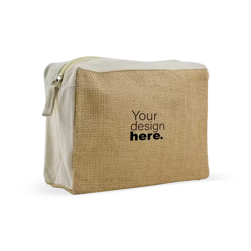 Jute and Cotton Zipper Pouch