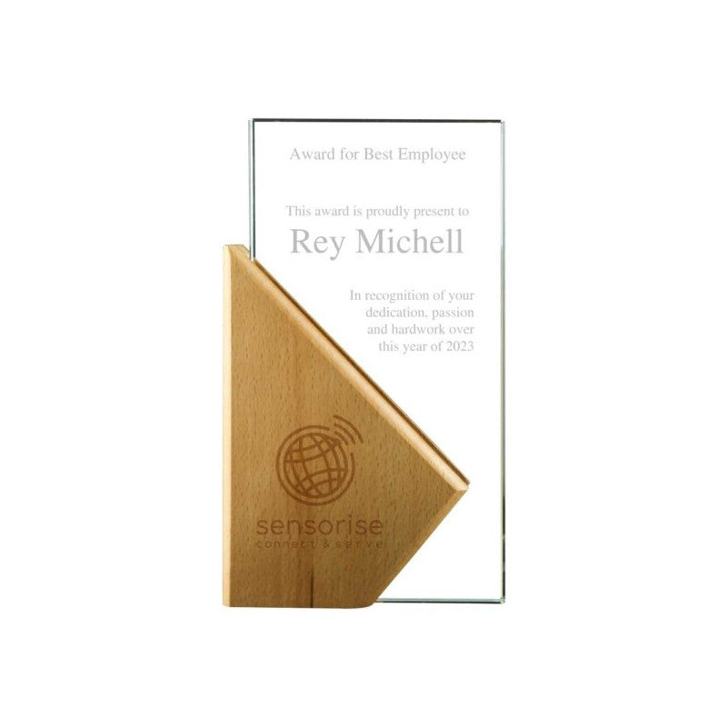 Rectangle Wooden Crystal Award