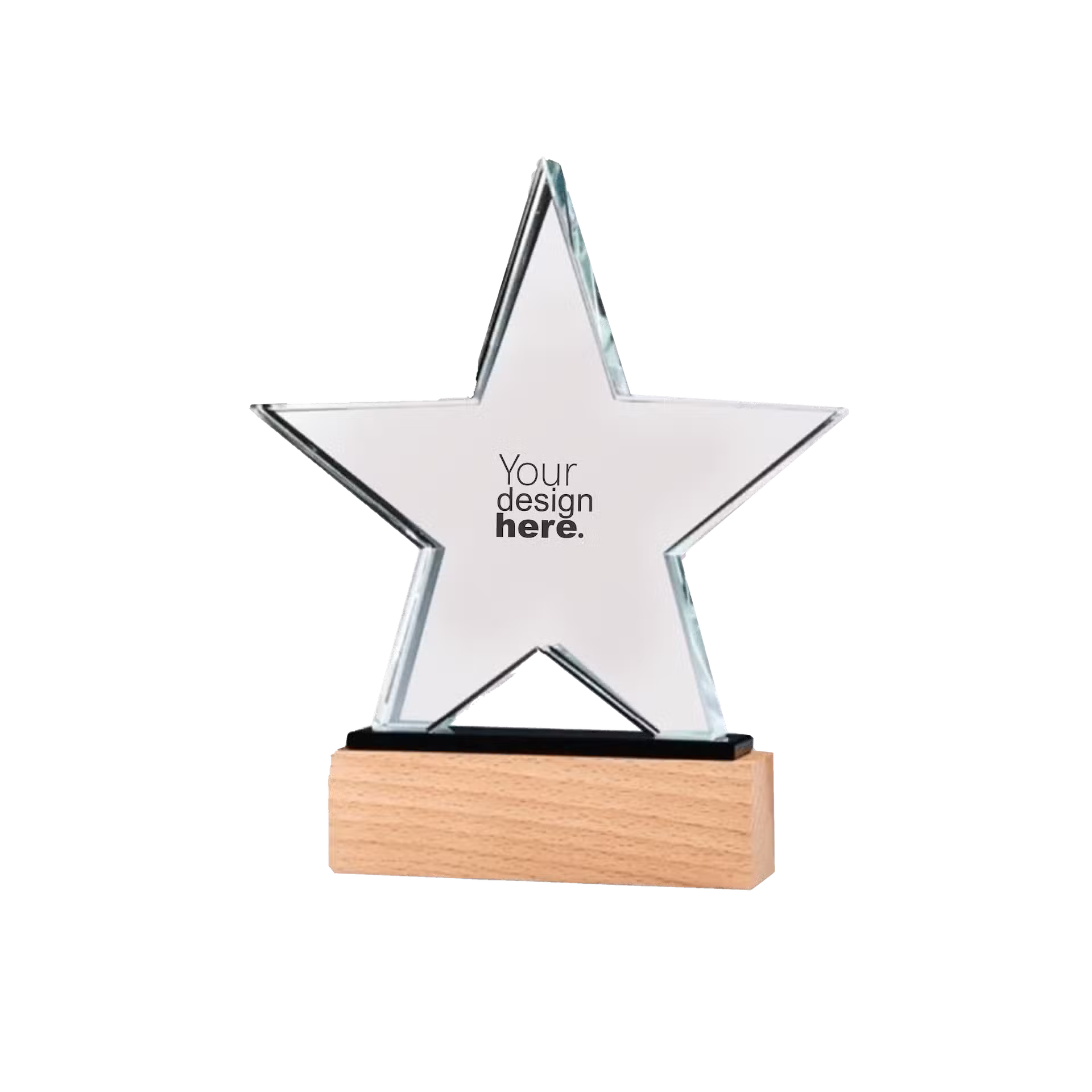 Premium Star Crystal Trophy with Wooden Base